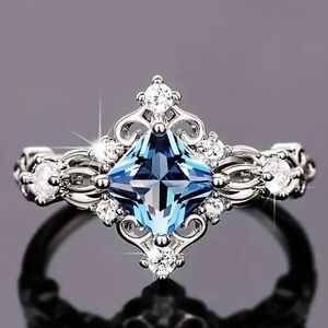 Vintage Blue and Silver Filigree Ring